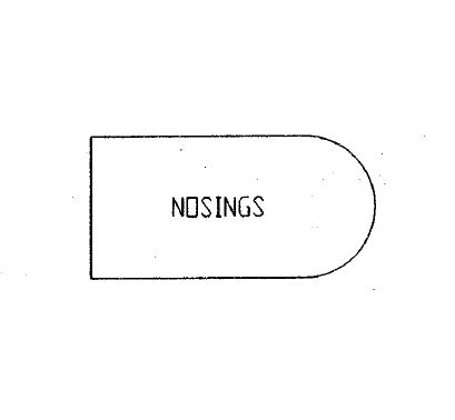 Close-up of Nosing profile timber moulding, showing the rounded, finished edge used for stair treads and shelving.