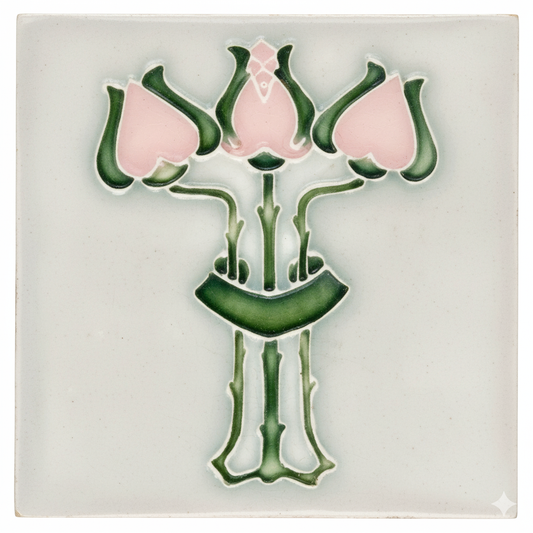 3 Pink Flowers, Grey Background