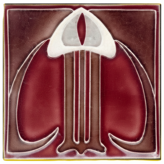Cream/Grey Flower, Burgundy Background