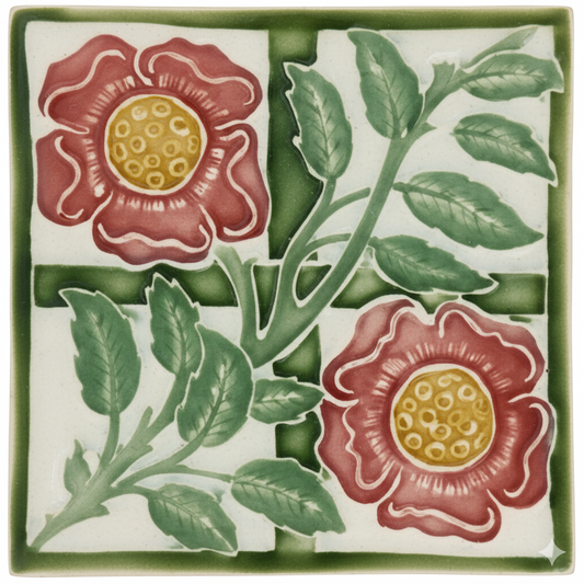 2 Burgundy Flowers, Grey Background