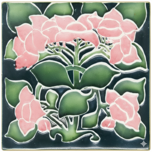 Pink Flowers Green Background