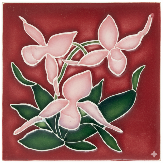 Pink Flowers on Burgundy Background