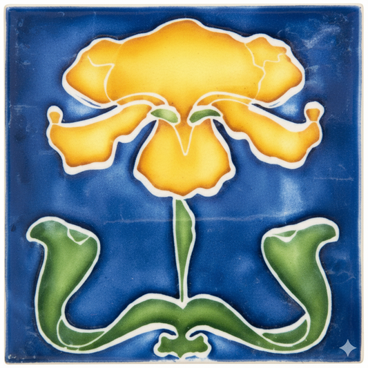Yellow Iris, Blue Background