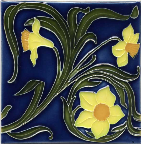 3 Yellow Daffodils, Dark Blue Background