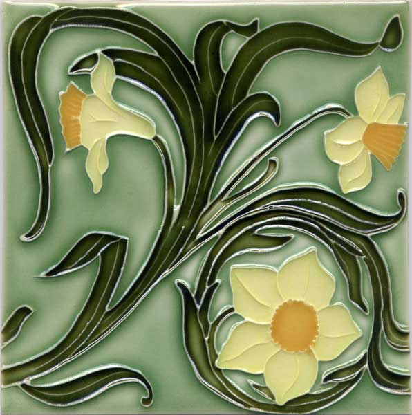 3 Yellow Daffodils, Light Green Background
