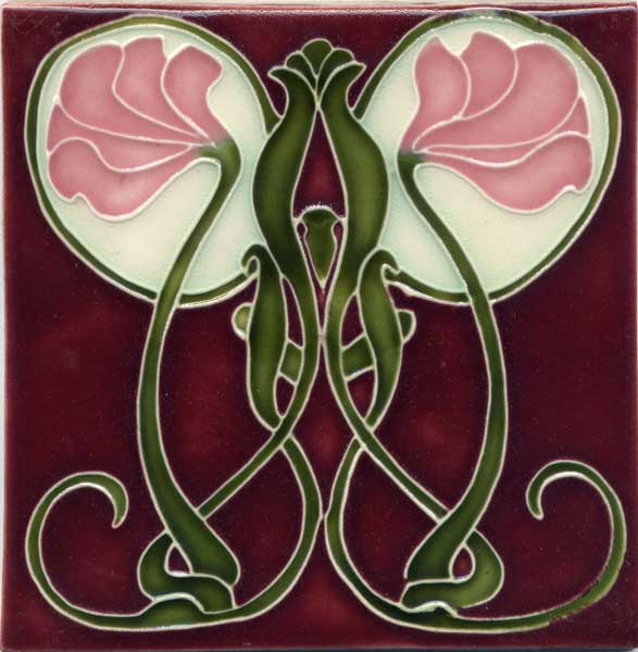 Pink Flowers Burgundy Background