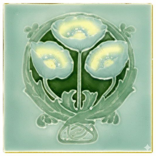 3 Light Green Flowers, Light Green Background