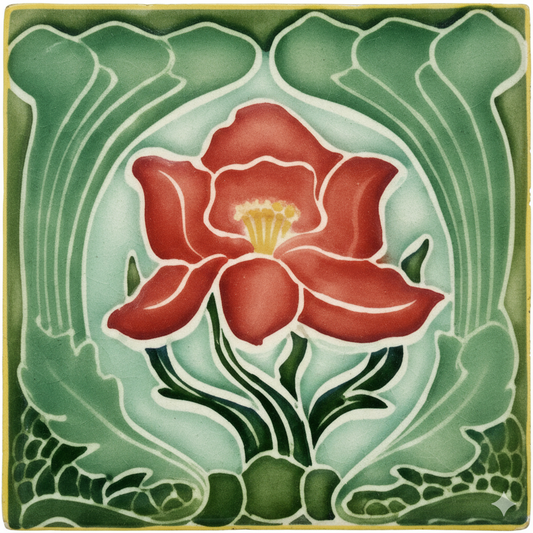 Burgundy Flower, Green Background