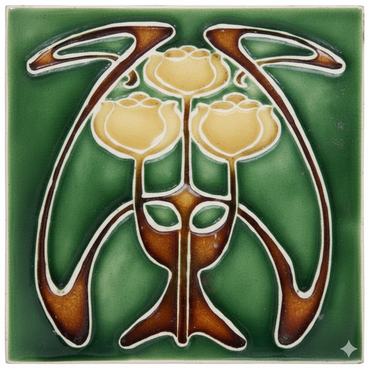 3 Yellow Flowers, Green Background