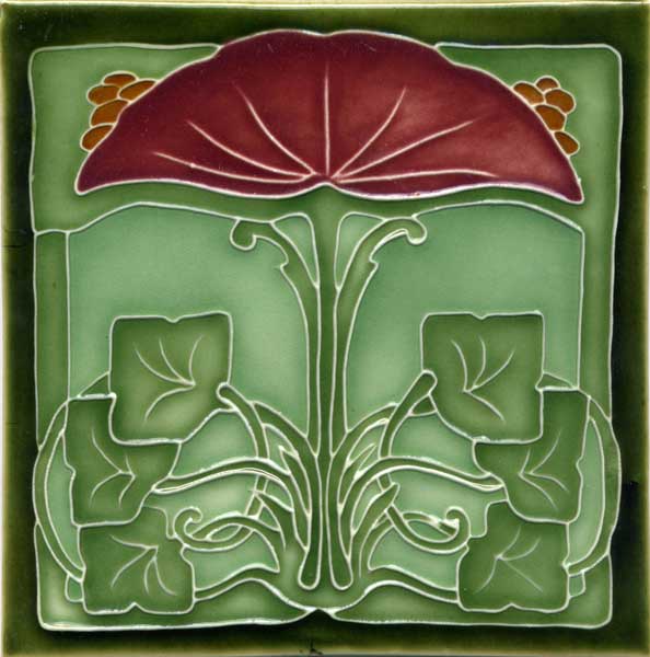Large Burgundy Flower, Light & Victorian Green Background
