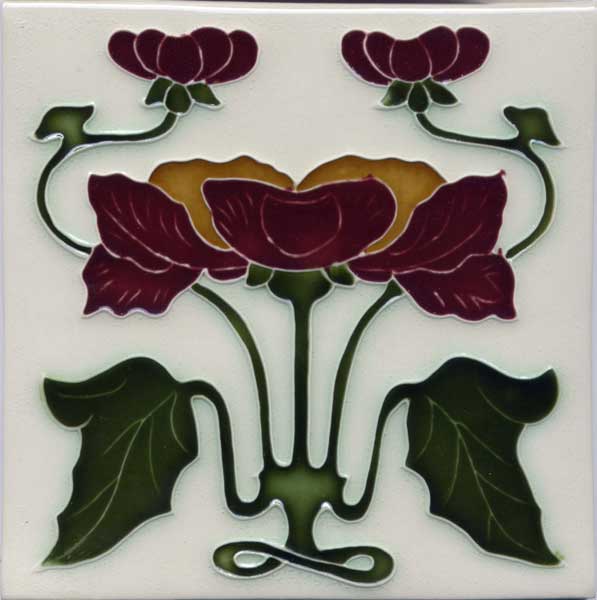 Burgundy Flowers, Cream Background