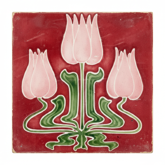 Pink Tulip, Burgundy Background