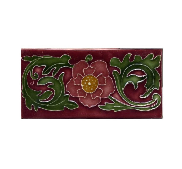 Pink Flowers, Burgundy Background