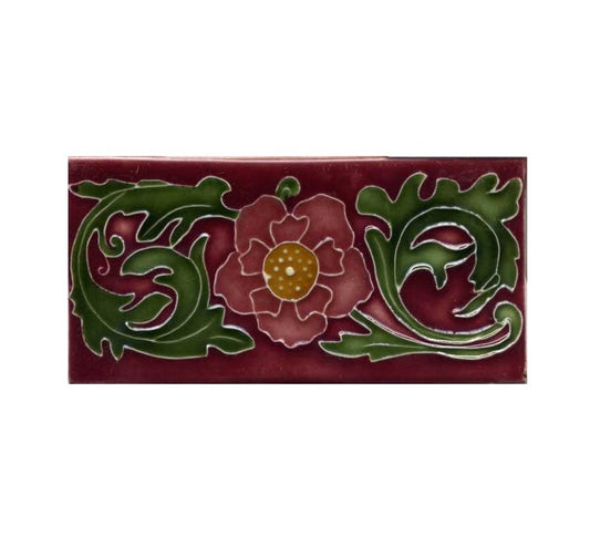 Pink Flowers, Burgundy Background