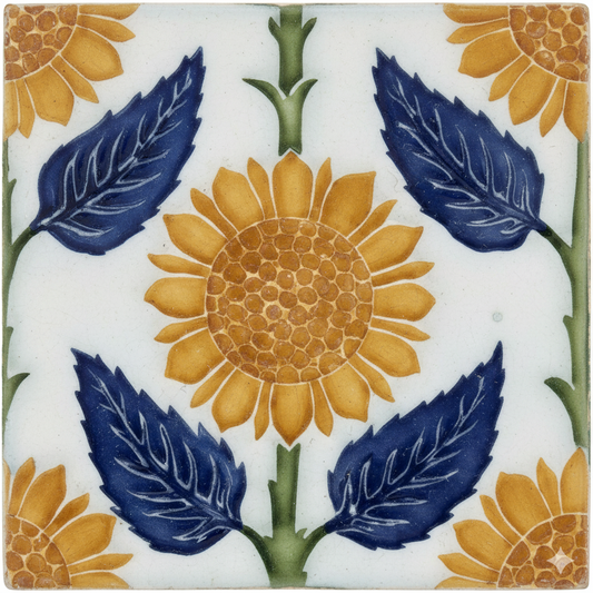 Yellow Daisy, White Blue Background
