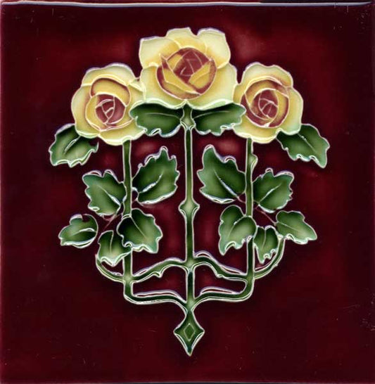 Burgundy Background, Yellow Flower