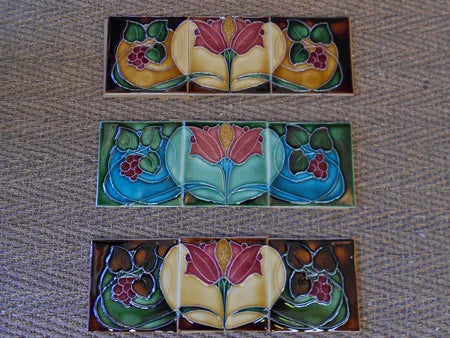 Tubeline Hearth Tiles - Set of 3