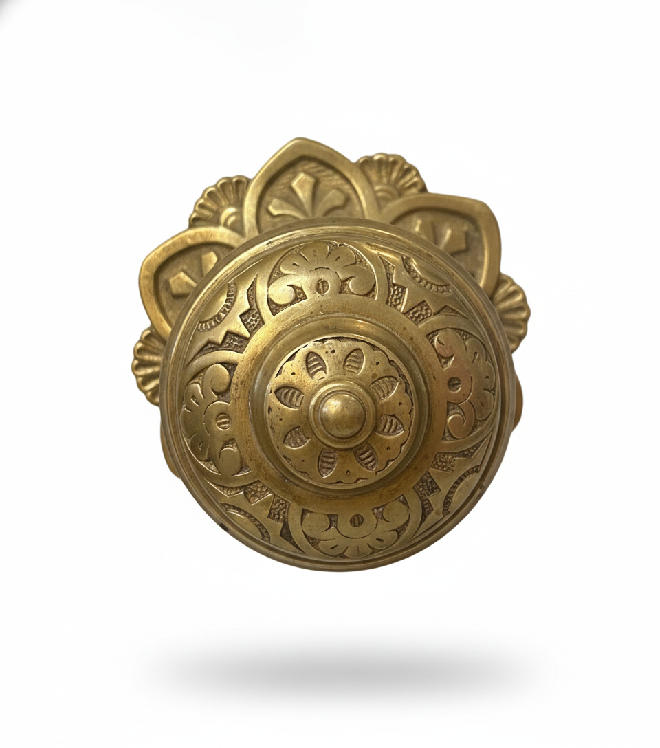 Solid Brass Victorian Floral Centre Door Knob
