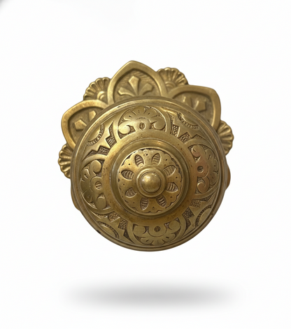 Solid Brass Victorian Floral Centre Door Knob