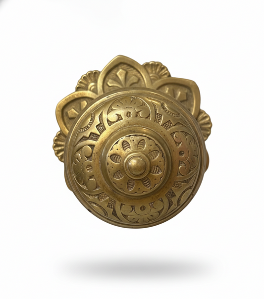 Solid Brass Victorian Floral Centre Door Knob