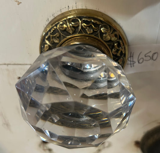 Victorian Cut Glass Centre Door Knob - Reclaimed Vintage Centre Door Knob