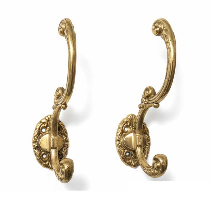 Solid Brass Victorian Hat & Coat Hooks