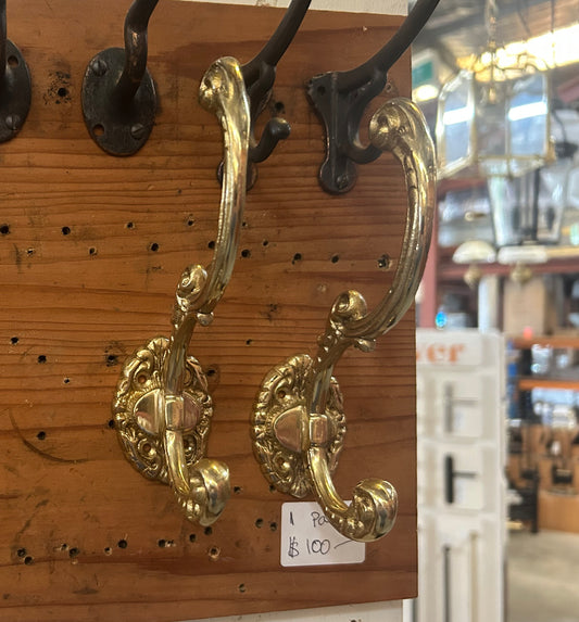 Solid Brass Victorian Hat & Coat Hooks