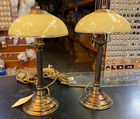 Pair of Alabaster Dome Study Lamps