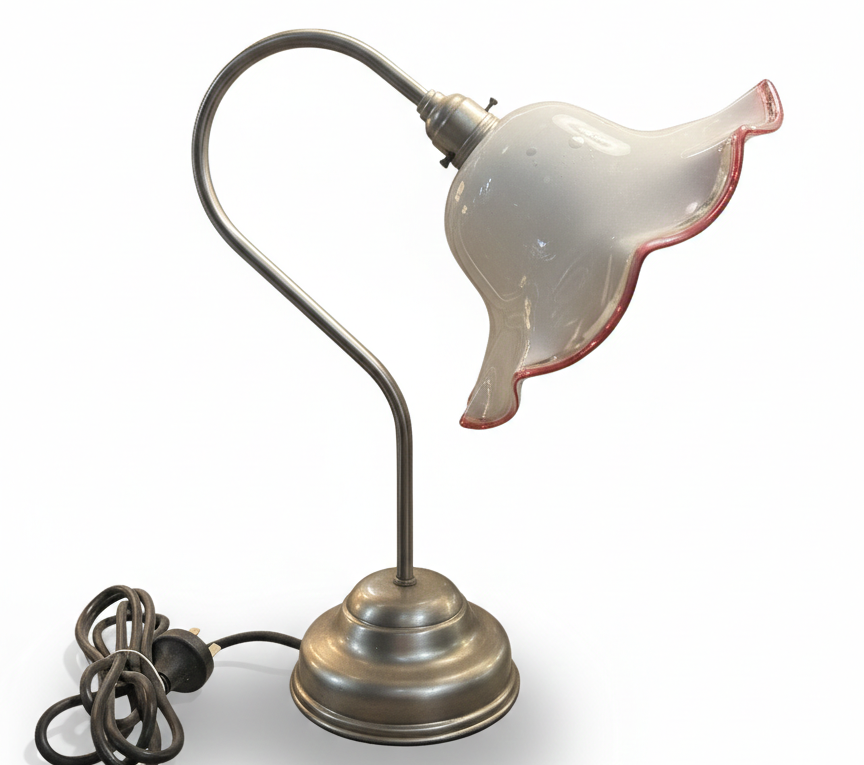 Victorian Table Lamp, 370mm Swan Brushed Nickel
