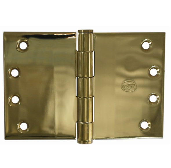 Broad Butt Hinge Fixed Pin - PVD Polished Brass - 100mm x 125mm x 3mm