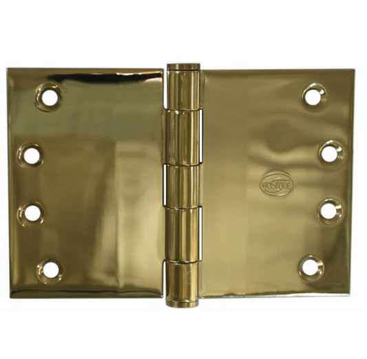 Broad Butt Hinge Fixed Pin - PVD Polished Brass - 100mm x 125mm x 3mm