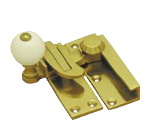 Sash Lock Porcelain Knob - Polished Brass