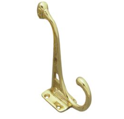 Hat & Coat Hook - Polished Brass - 110mm