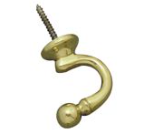 Single Hook Pair - Polished Brass - 35mm