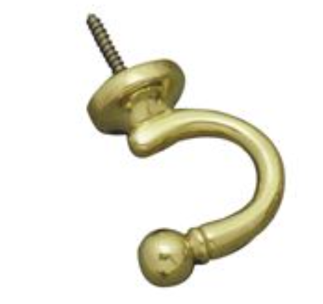 Single Hook Pair - Polished Brass - 45mm