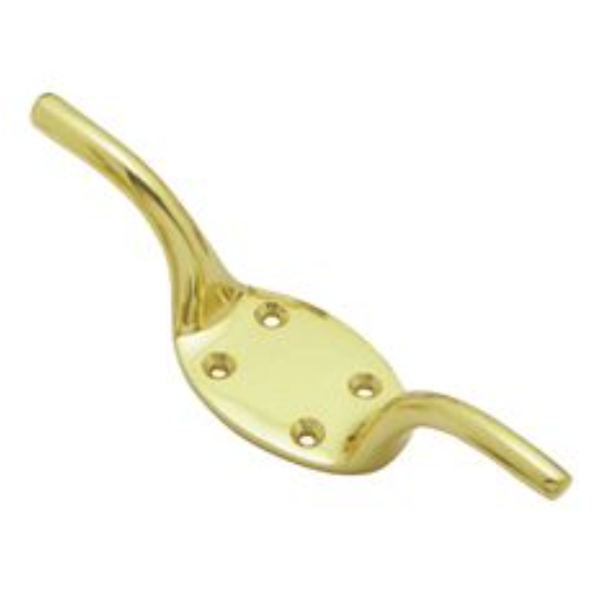 Cleat Hook - Polished Brass - 120mm