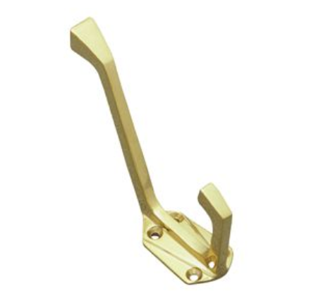 Hat & Coat Hook Art Deco - Polished Brass - 140mm