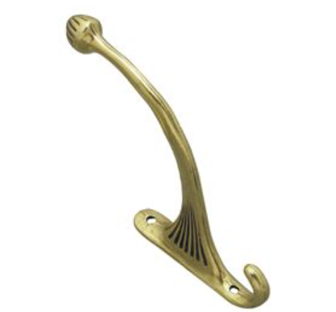 Hat & Coat Hook - Polished Brass - 120mm