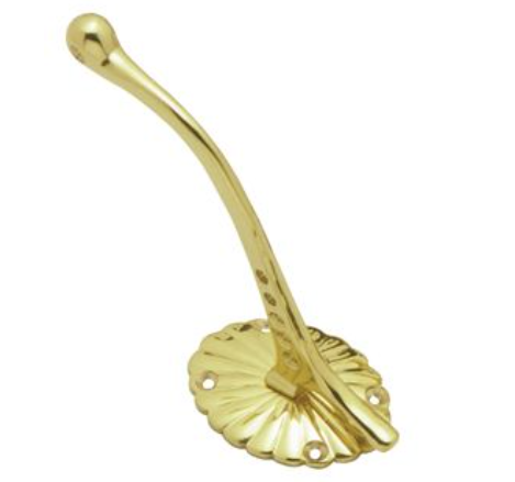 Hat & Coat Hook - Polished Brass - 110mm