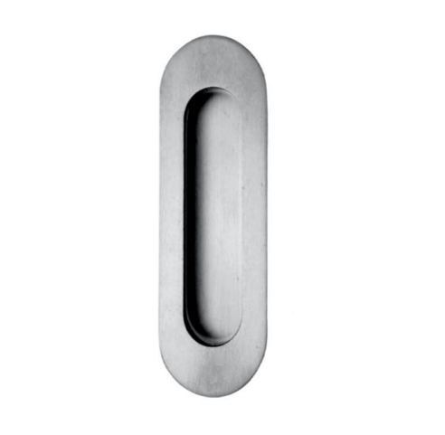 Flush Pull Concealed Fix - Long Oval - Polished Stainless Steel - 120mm x 40mm