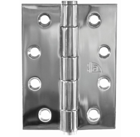 Butt Hinge Fixed Pin - Polished Stainless Steel - 100mm x 100mm x 2.5mm