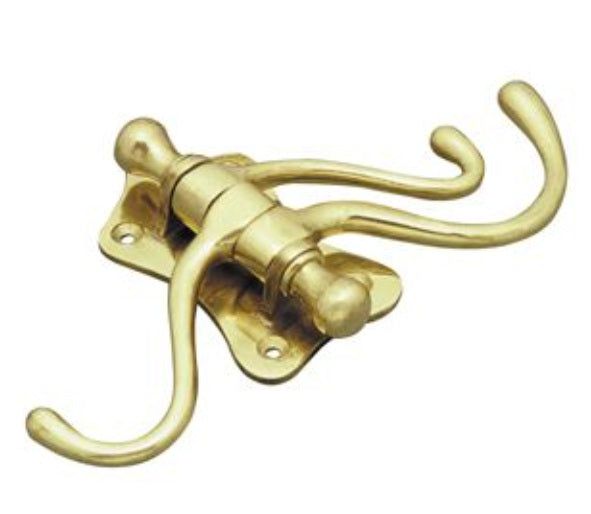 Triple Door Hook - Polished Brass - 100mm
