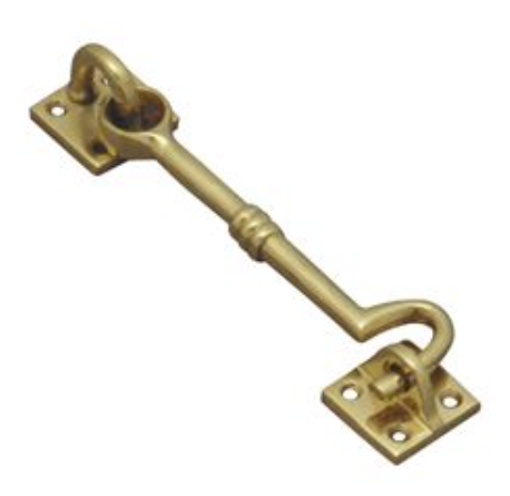 Cabin Hook & Eye - Polished Brass - 100mm