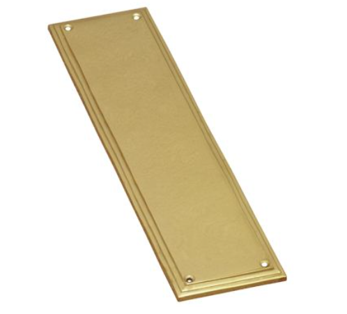 Rectangle Push Plate Edged - Polished Brass - 300mm x 75mm