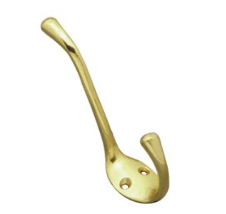 Hat & Coat Hook - Polished Brass - 100mm