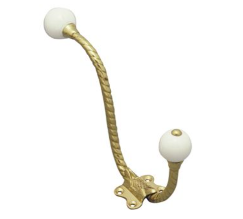 Hat & Coat Hook - Polished Brass - 140mm