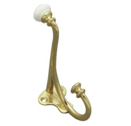 Hat & Coat Hook - Polished Brass - 105mm