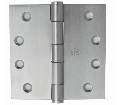 Butt Hinge Fixed Pin - Stainless Satin Steel - 100mm x 100mm x 2.5mm