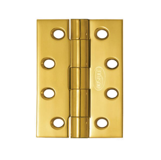 Butt Hinge Fixed Pin - Polished Brass - 100mm x 76mm