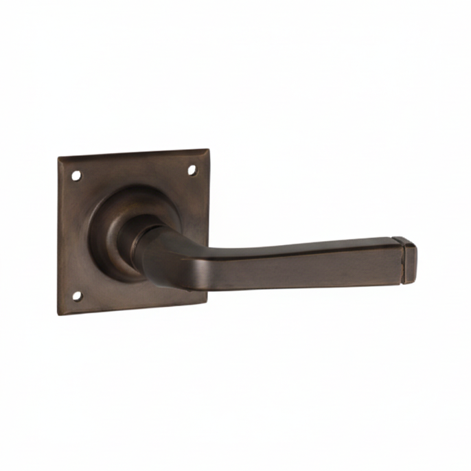 Menton Lever - Square Rose Backplate - Antique Brass
